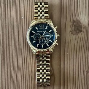 Michael Kors watch (gold colored band, black face)